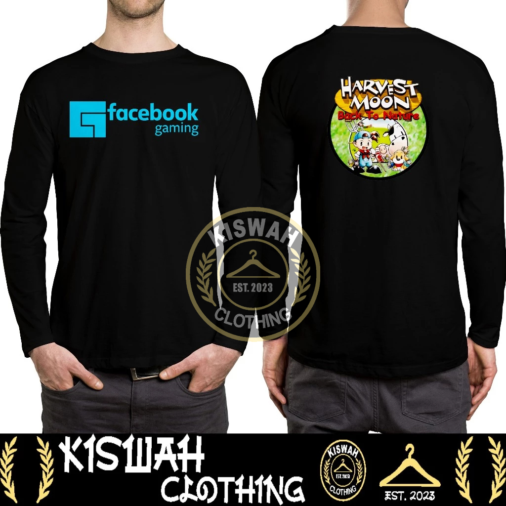 Kaos Tshirt Facebook Gaming Logo Harvest Moon Lengan Panjang Baju Game