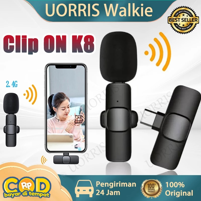 Mic Clip ON Wireless K8 Microphone Mic Clip On Youtuber Wireless USB/Mic Youtuber Bluetooth