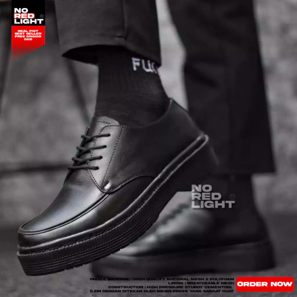 Sepatu Formal Pantofel Hak Tinggi Hitam Kulit Asli Pria Kerja Kantor