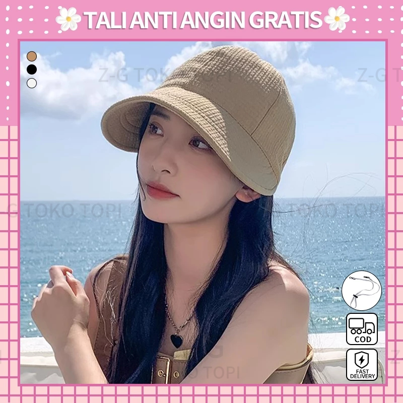 topi wanita topi pantai topi korean style topi anti uv wanita topi bucket lipat model Topi Haji besa