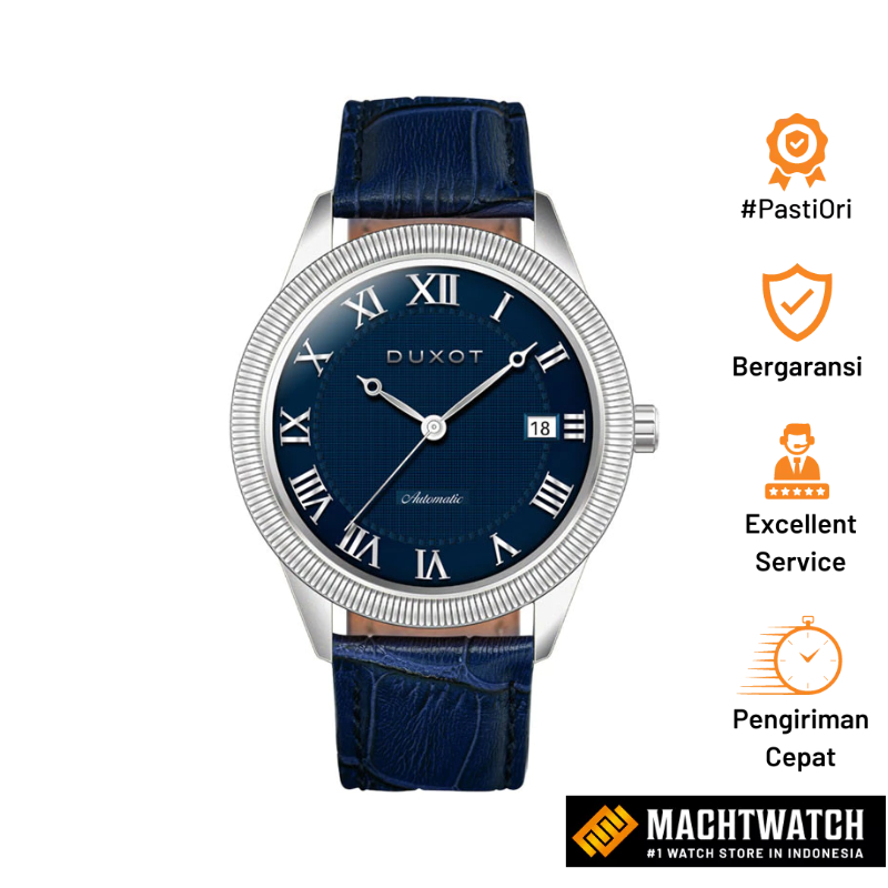 Jam Tangan Pria DUXOT DX-2032-01 Men Automatic Blue Dial Blue Leather Strap Limited Edition