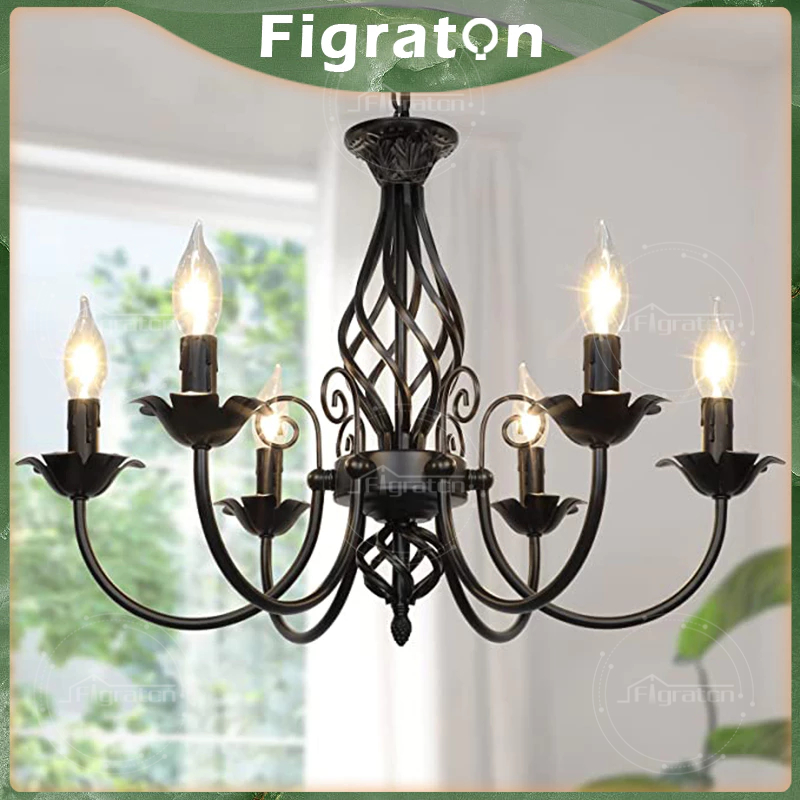 Lampu Gantung Besi Retro 6/8/8+4 Lampu Gantung Ruang Tamu Lampu Dekorasi Wedding Terbaru Lampu Ruang