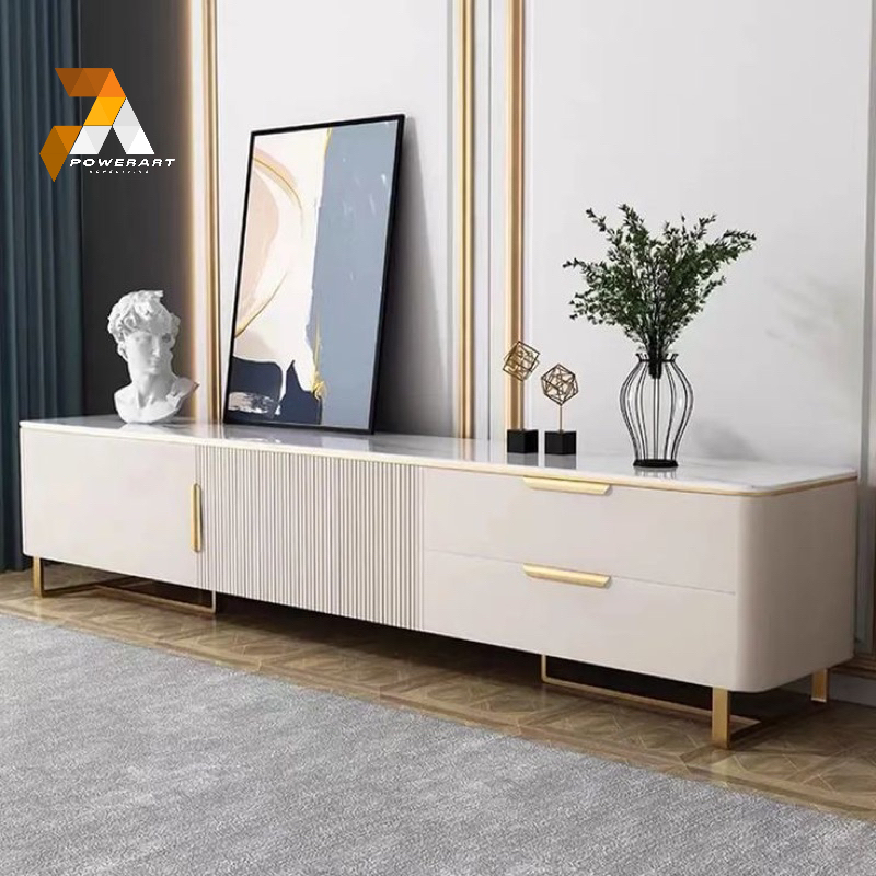 MEJA TV MODERN KAKI BESI GOLD BUFFET TV KONSOL TV RAK TV CABINET TV MODERN