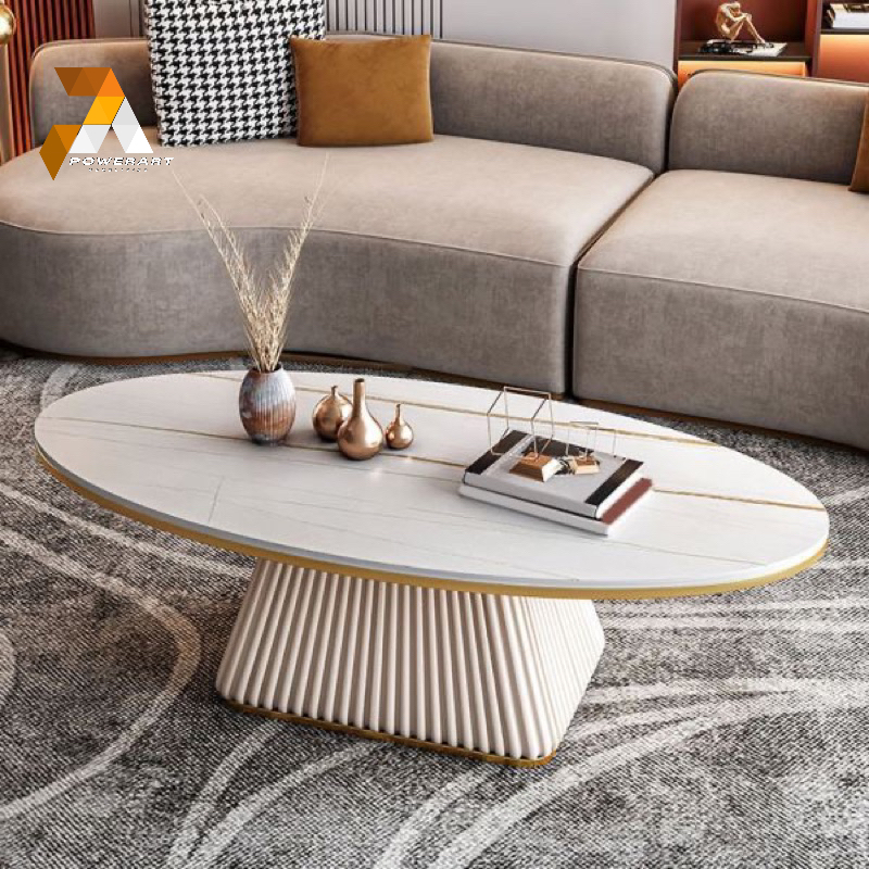 MEJA TAMU MARMER OVAL COFFE TABLE MARBLE MEJA RUANG TAMU