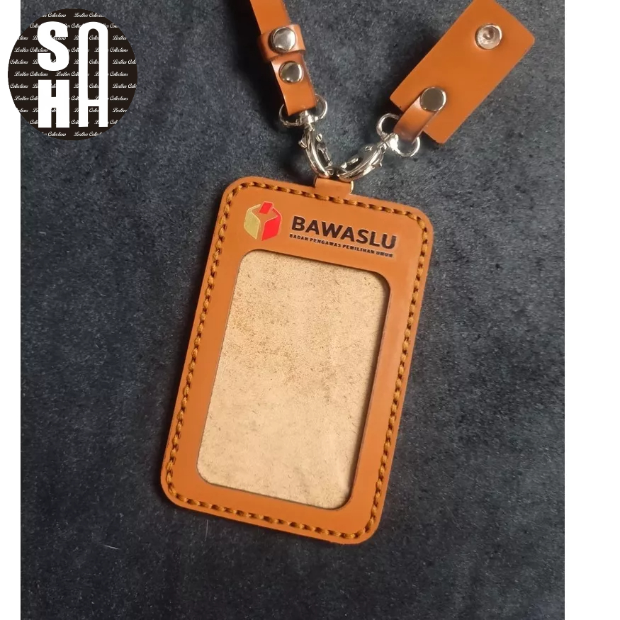 

LOGO BERWARNA NAME TAG KULIT GANTUNGAN NAME TAG ID CARD HOLDER KULIT ASLI WARNA