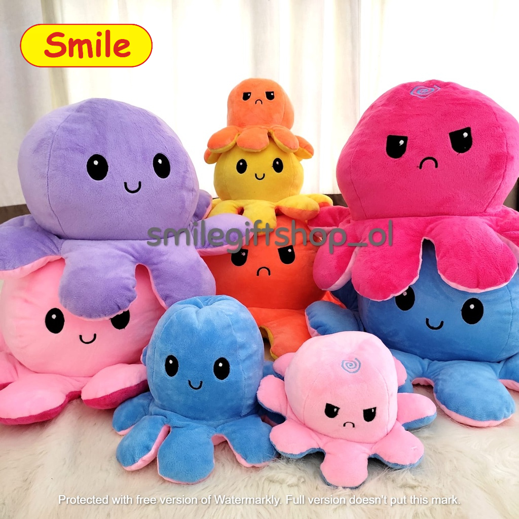 Boneka Gurita Xl Flip Bolak Balik 2 Warna Reversible