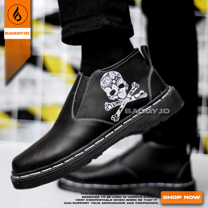Sepatu Boots Docmart Pria Formal Hitam Pria