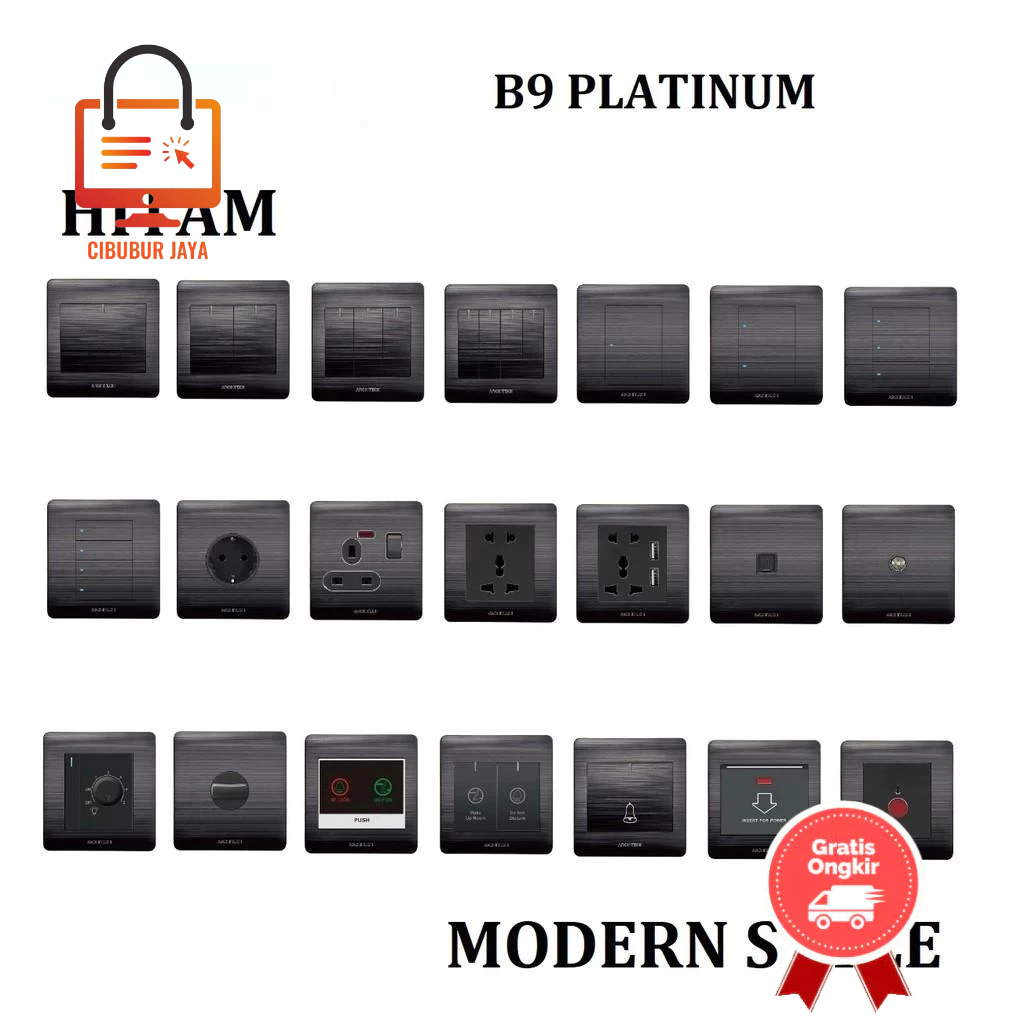 CIBUBUR JAYA SAKLAR PLATINUM BLACK B9 CIBUBUR JAYA / STOPKONTAK / SAKELAR / SAKLAR RUMAH GABUNGAN SA