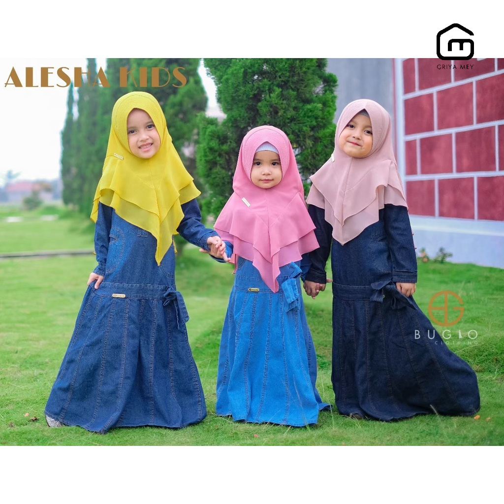 Bugio Clothing Alesha Dress KIds Pakaian Anank Perempua Dress anak Bahan Denim griya mey