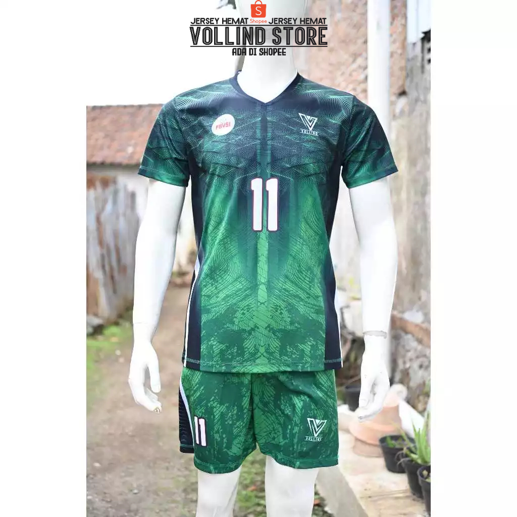 JERSEY VOLLEY BALL ORIGINAL VOLLIND WARNA HIJAU HITAM STELAN( TIDAK BISA REQUEST NAMA)