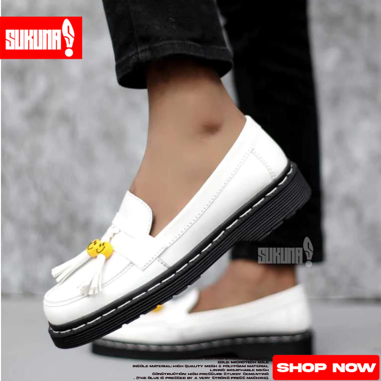 Sepatu Formal Loafers Putih Pria - SMILE