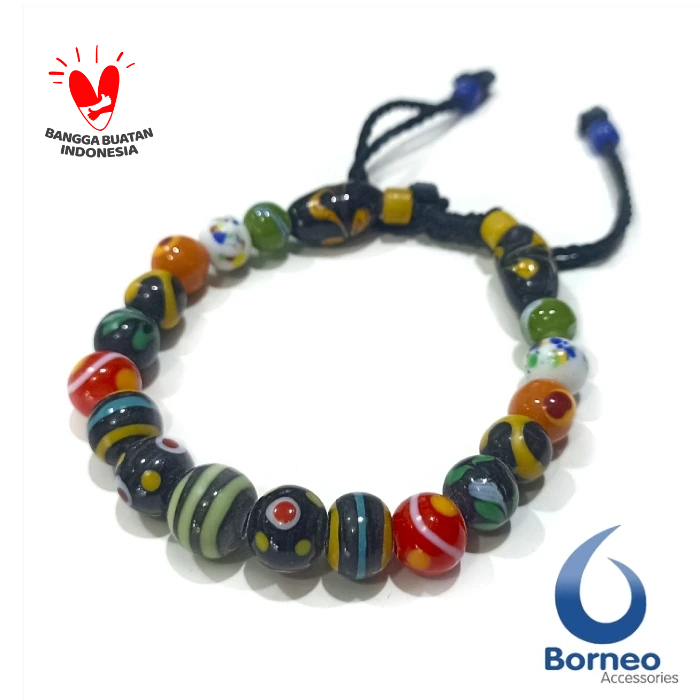 Gelang Batu Kalimantan Etnik Manik Tali Serut