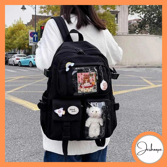 

JES Young Tas Ransel Wanita untuk Sekolah Kampus Cute Bear YB-01 Hitam
