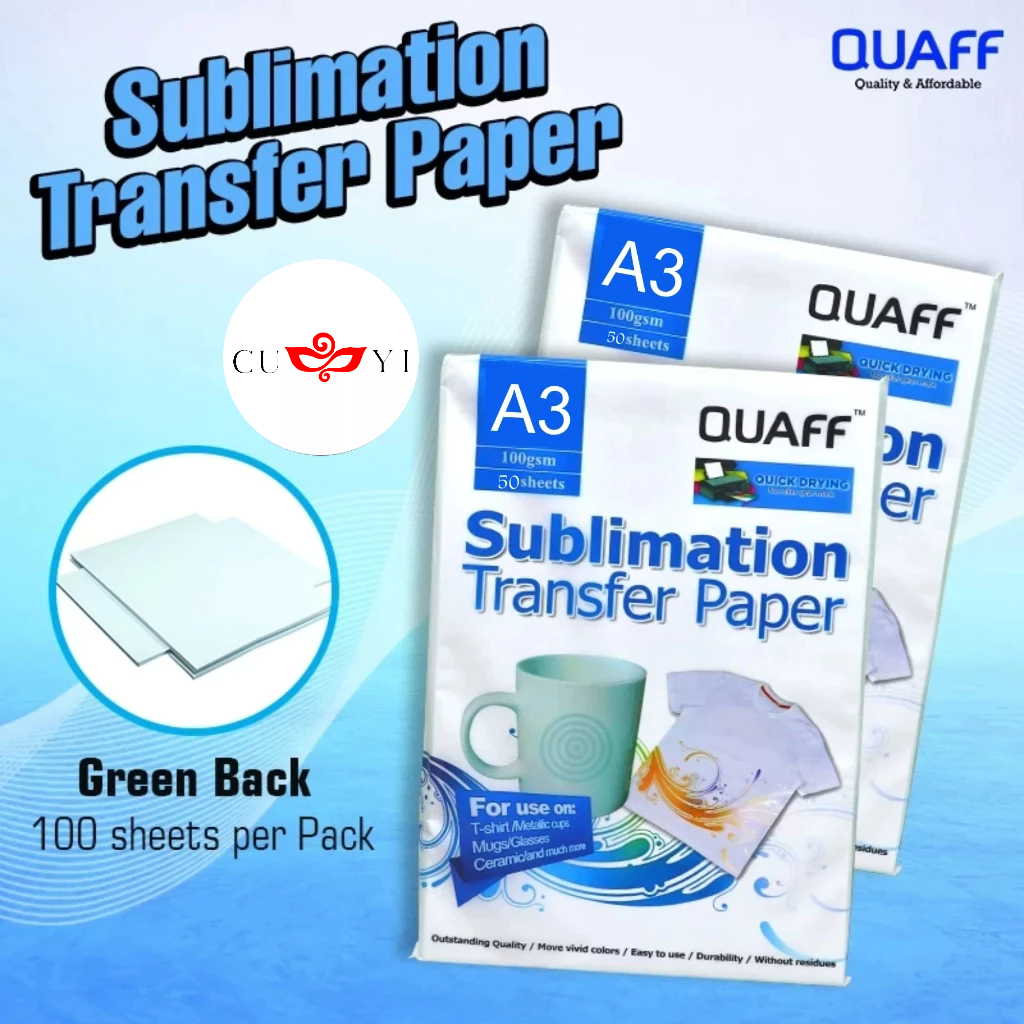 

CUYI KERTAS SUBLIMATION TRANSFER PAPER QUAFF DUA SISI UKURAN A3 100gsm - 50Lembar/1837