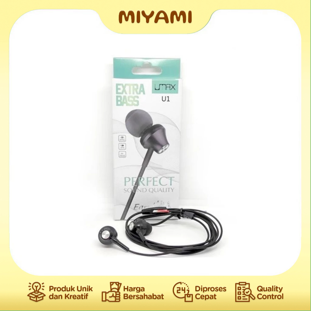 Headset UMAX U1 EXTRA BASS Earphone With Mic - MI