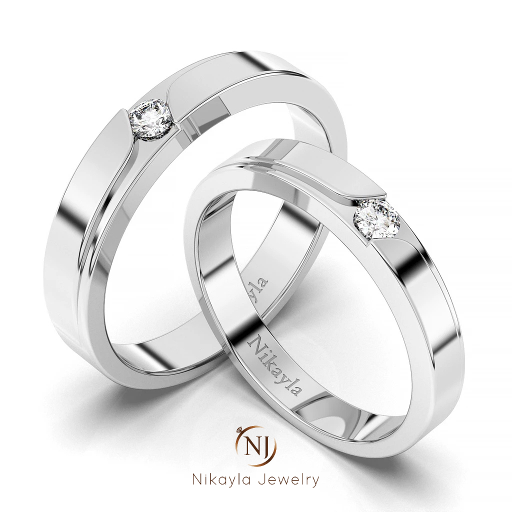 Nikayla Jewelry - Cincin Couple Palladium Murni