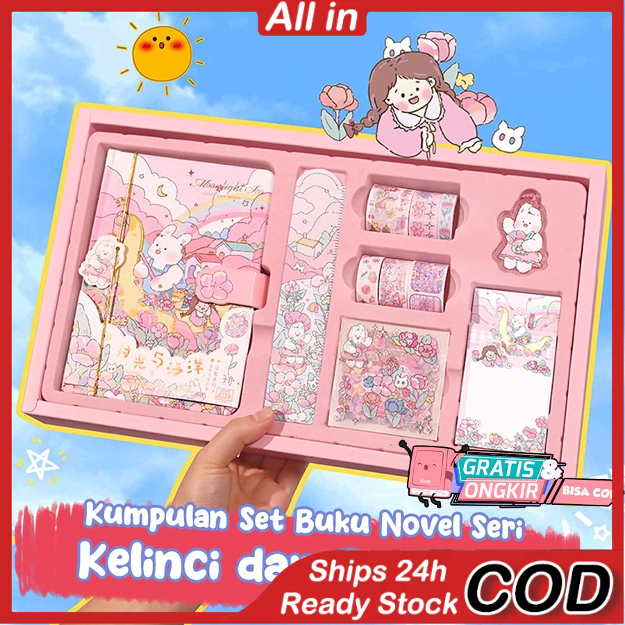 

8 in 1 Gift set/ Diary journal kit set birthday gift/ Paket set agenda/ Buku catatan set lucu