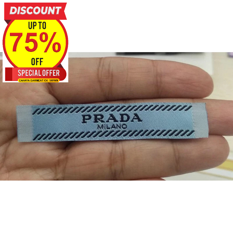 

PRADA LABEL SLIP RAJUT BORDIR WOVEN SUPER PREMIUM CO 1X DI KIRIM 600PCS
