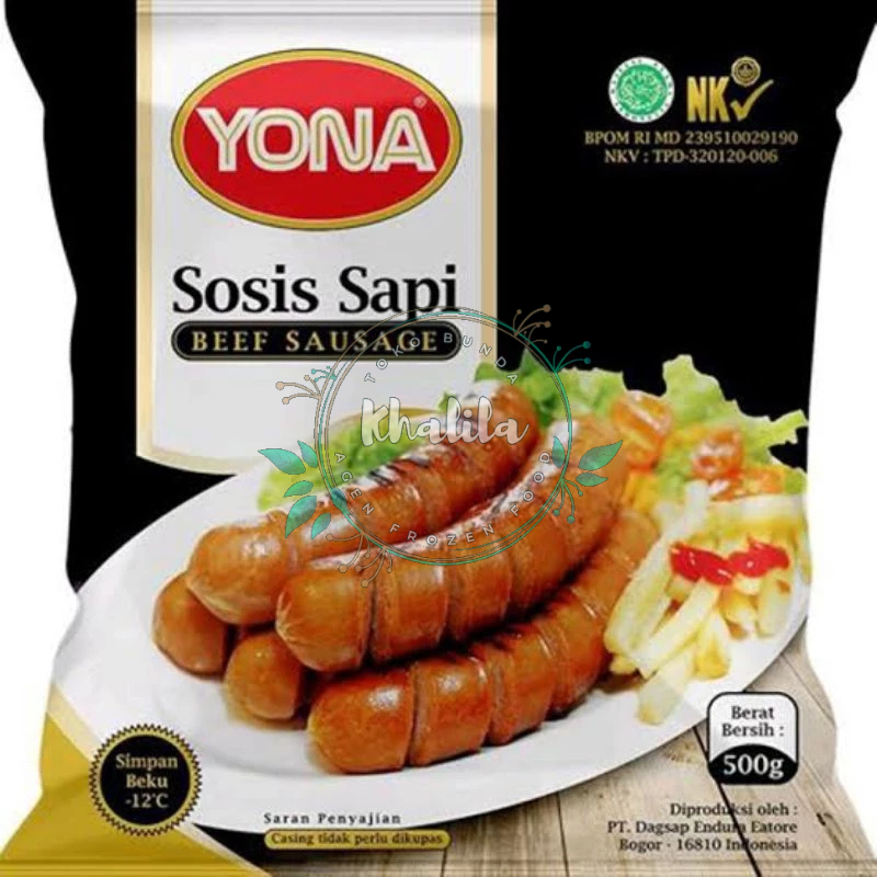 

[Isi 6 Jumbo] Yona Sosis Sapi Bakar Beef Sausage Isi 6 Pcs 500 Gram