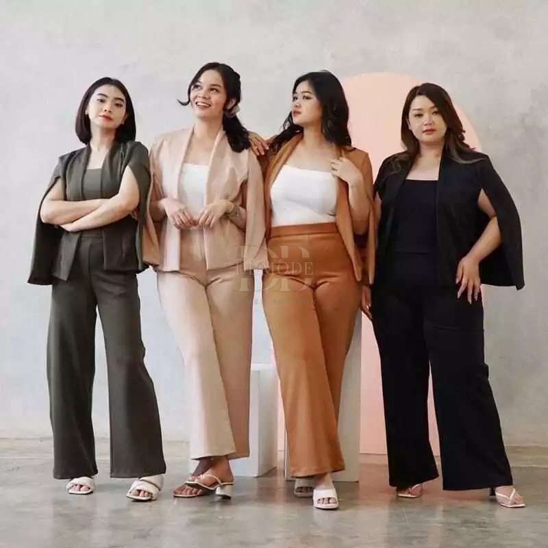 Cape Blazer Outer Wanita Jumbo Kerja Kantor Casual Hitam Polos Korean Style Premium Hana