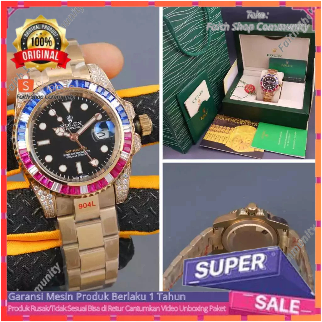 JAM TANGAN ROLEX GMT AUTOMATIC CASE DIAOMOND