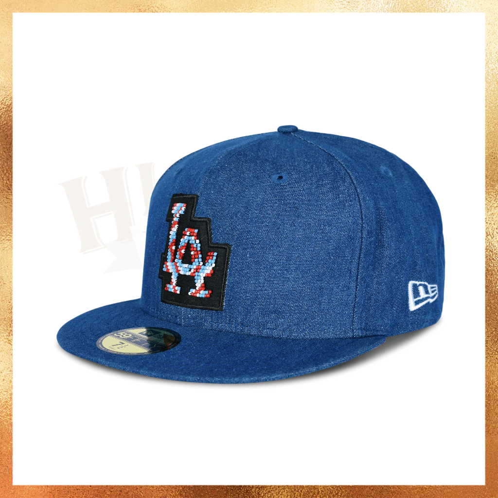 READY STOCK Topi New Era MLB LA Dodgers Denim 59FIFTY Fitted Hat 100% Original