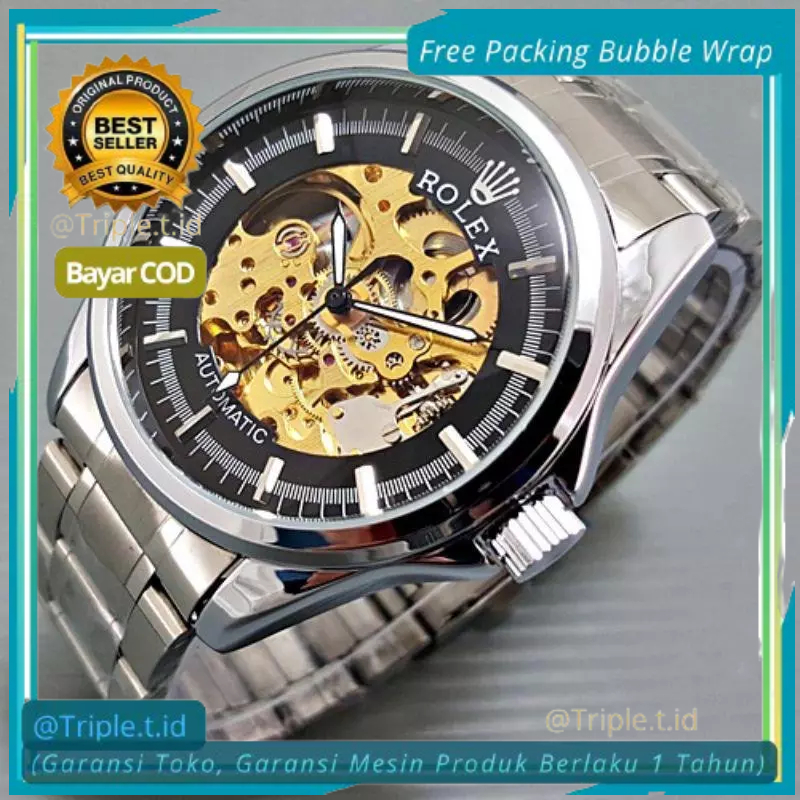 Jam Tangan Rolex Skeleton Automatic Jam Transparan Rolex