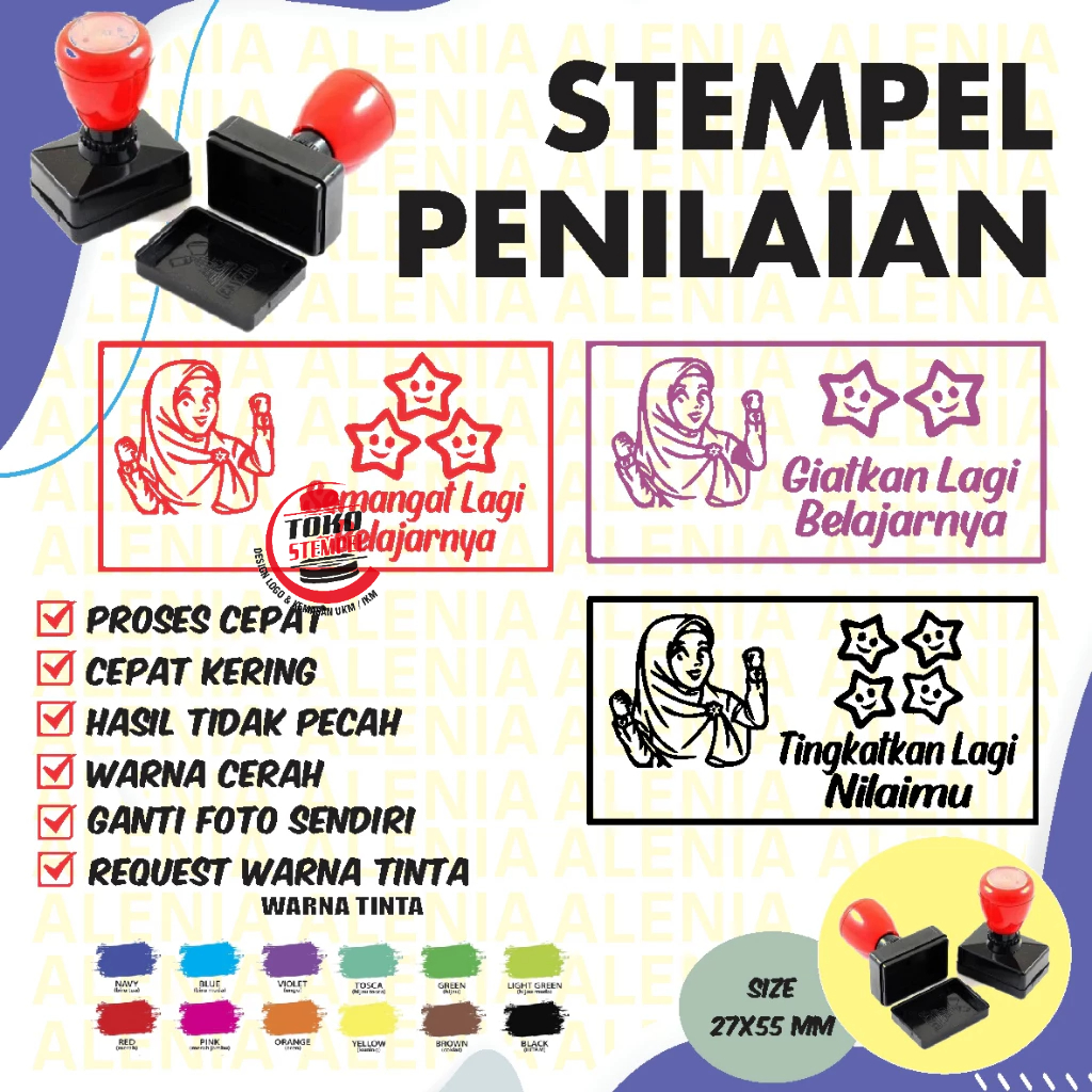 

Stempel Nilai Guru TK / PAUD / MI / SD Stempel Nilai Bintang/Reward/Murah Kotak 27x55 mm