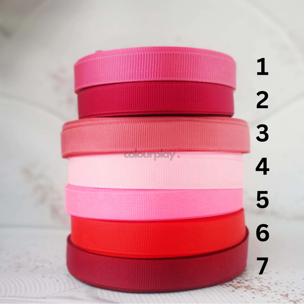 

Bahan Pita DIY/Craft/Kado - Gross Grain 1/2 inch per meter Variasi Merah [Colourplay]