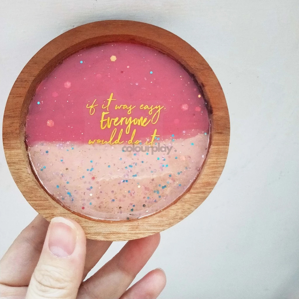 Quotes Resin Coaster Tatakan Gelas Mix Kayu dan Resin | Trinket Dish