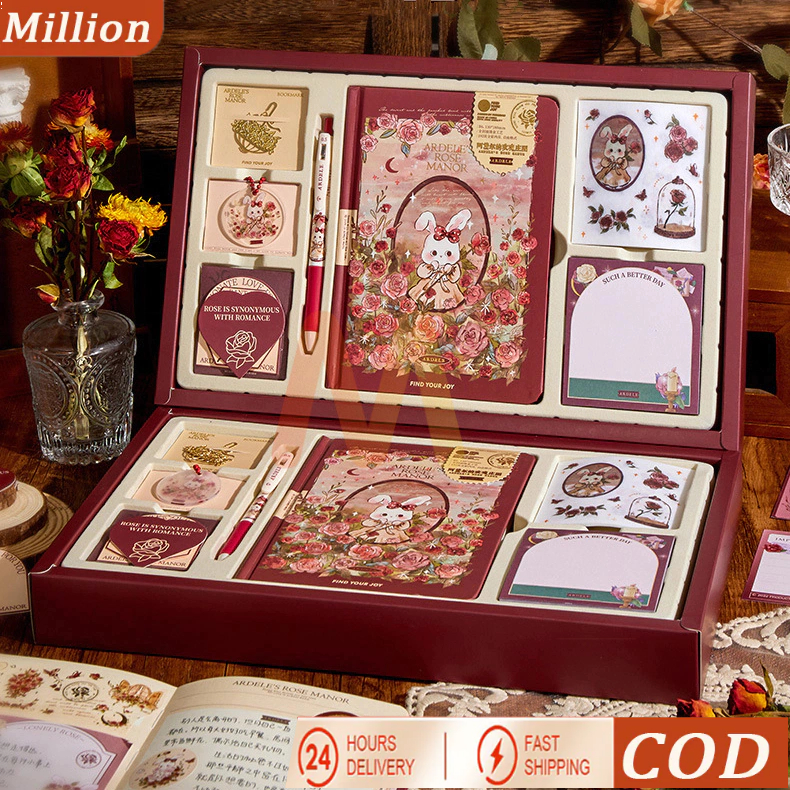 

【COD】7 IN 1 Set Kotak Hadiah Buku Harian Rose Manor Buku Agenda Notebook Diary Book Buku Diary Set Set hadiah buku haria Handbook Gift Box