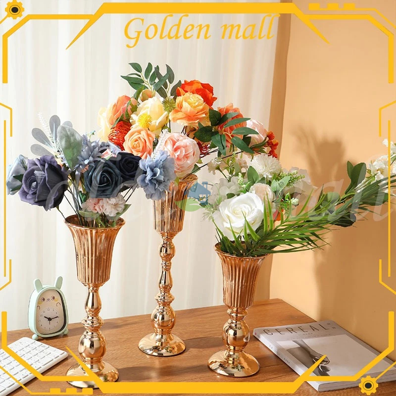 COD Mewah emas Vas Bunga Rumah Vas Desktop Kerajinan Merangkai Bunga Pesta Pernikahan Natal Bunga Be