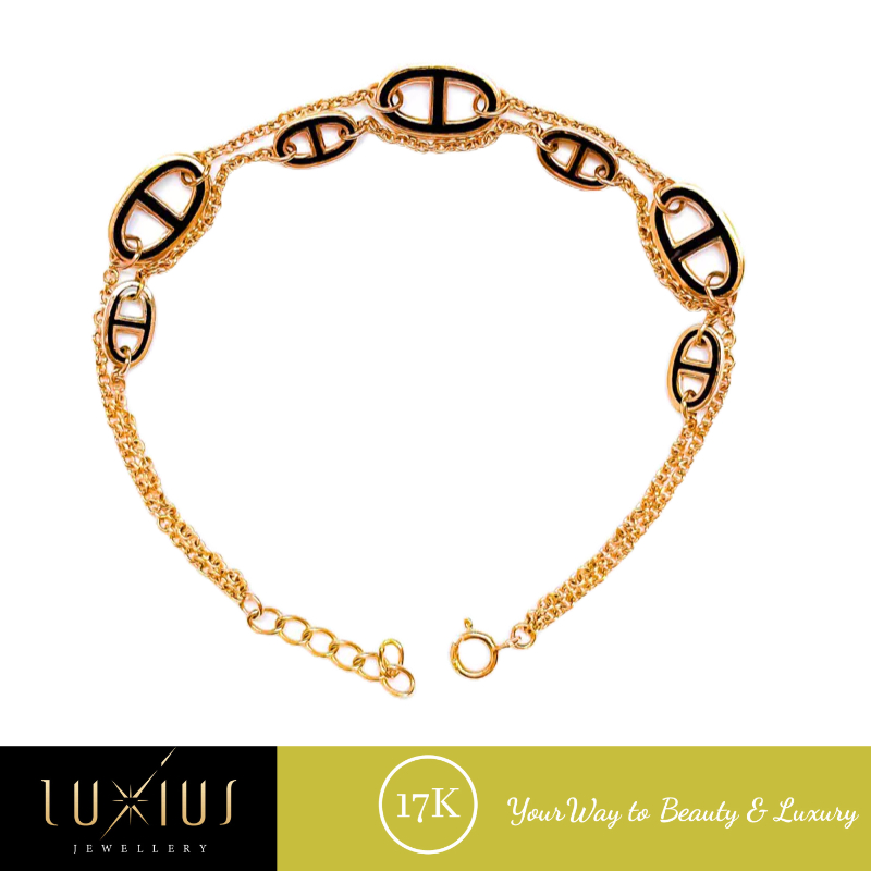 Gelang Emas Rantai CD Layer Rose Gold 17K Luxgr0178 Luxius Jewellery