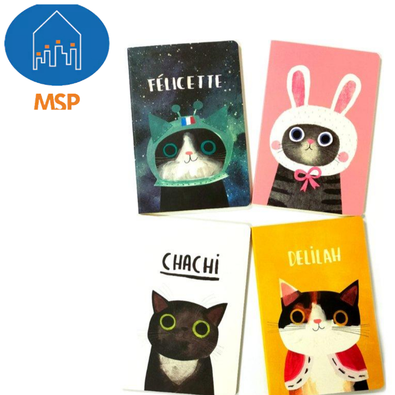 

Notebook Bergaris Set/Buku Catatan Bergaris/Cover Cat/MSP-A2/1 Set = 4 Pcs