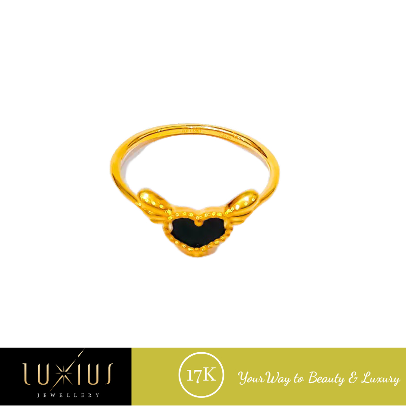 Cincin Emas Lovely Black Yellow Gold 17K Luxc0370 Luxius jewellery