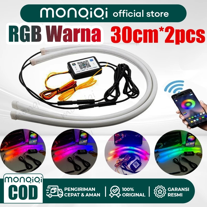 Monqiqi DRL RGB Matrix 30CM Universal Alis Lampu Alis RGB Drl Flexibel Slim RGB Remote Rubah Warna