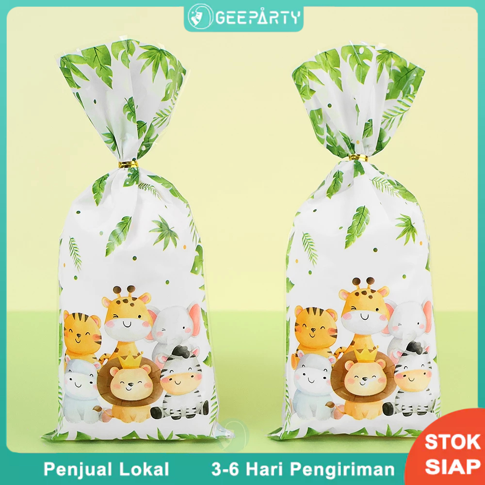 

20 Pcs Tas Permen Hewan Safari Jerapah Singa Dicetak Biskuit Jarahan Untuk Dekorasi Pesta Ulang Tahun Tas Hadiah