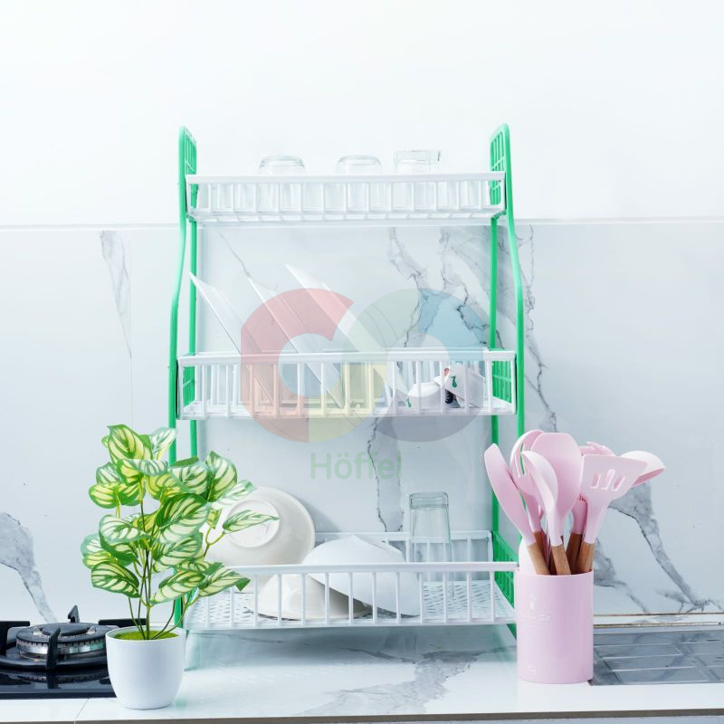 Rak Piring Plastik Susun 3 Warna Cantik Deluxe - Rak Dapur Serbaguna / Rak Wastafel / Rak Termurah