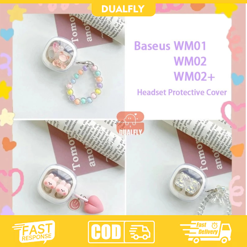 Case Baseus WM01/WM02/WM02+ - Desain Kartun Kelinci, TPU Bening, Anti Jatuh