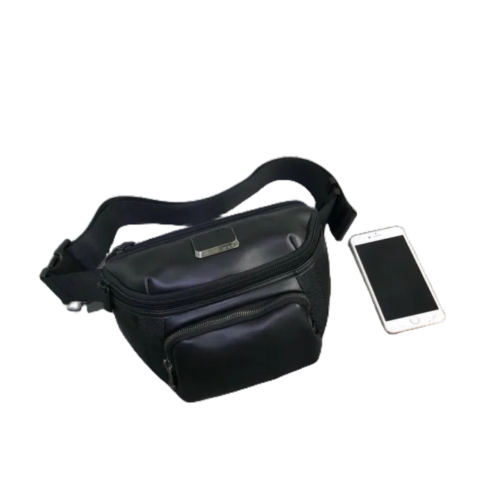 Tas  tumi Pinggang   Columbus Free Embos Kulit Hitam Leather Black Selempang Crossbody Slingbag Wais