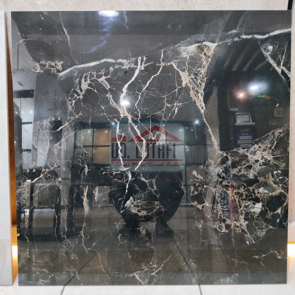 Granit Lantai Halus 80x80 Sun Power 883001 Stilvon Black - Granit Motif Marmer