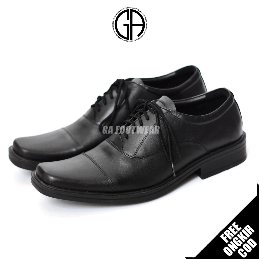GA FOOTWEAR Kova - Sepatu Pantofel Hitam Pria Oxford Formal Kerja Kantor Kondangan