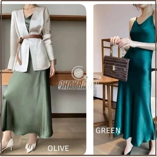 Satin Tanktop Long Dress Maxi Maxy Baju Polos Wanita Midi Pesta Cyra
