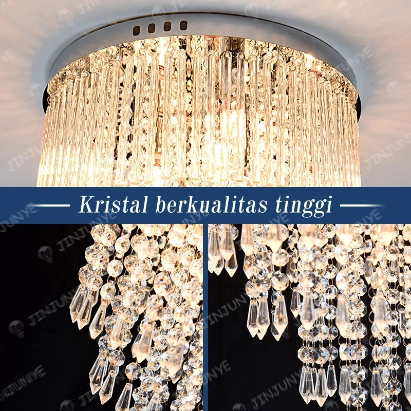 Lampu Plafon Kristal Modern LED Lampu Hias Ruang Tamu Mewah Elegan 6-layer Crystal Untuk Ruang Tamu/Kamar Tidur/Cafe/Hotel Lampu Plafon Minimalis termasuk E14 bohlam K9 Crystal Ceiling Lamp JINY