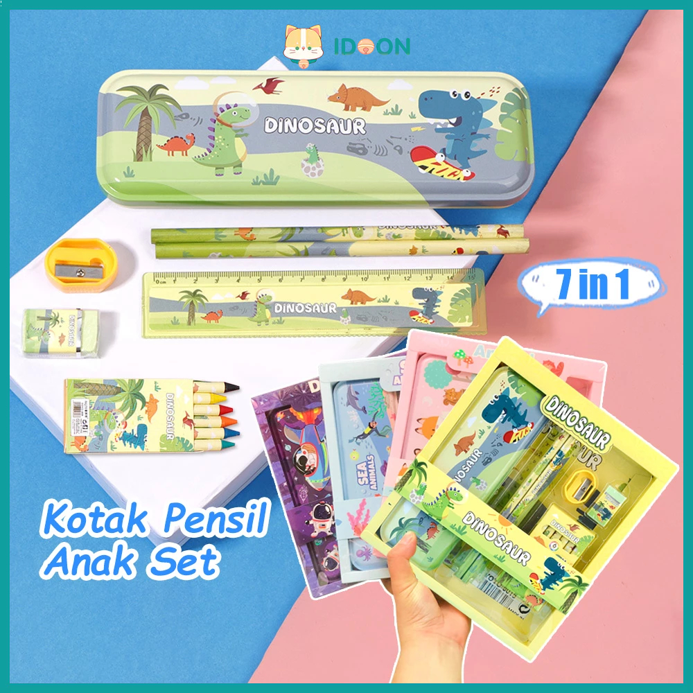 

IDOON Stationary Set Kotak Pensil Anak Set Stationery Alat Tulis Kotak Pensil Karakter