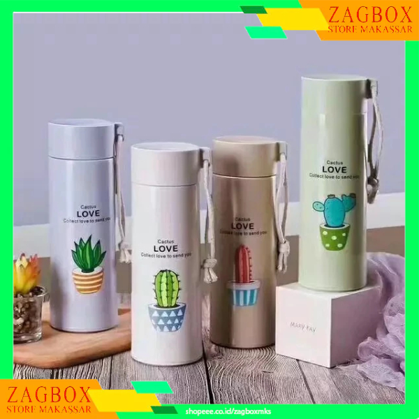 Botol Kaca Karakter kaktus Botol Minum Kaca Motif Kaktus Tali 450ml Botol KAKTUS