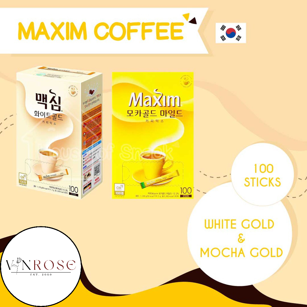 (100 Sticks) Maxim Kopi Korea Original/ Mocha Gold/ White Gold/ Maxim Coffee/ Kopi Sachet Korea