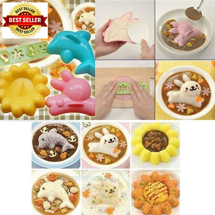 IMPORT PREMIUM BN334 BENTO DOLPHIN FLOWER RABBIT RICE MOLD PUDING JELLY AGAR LUMBA KELINCI BUNGA MAT
