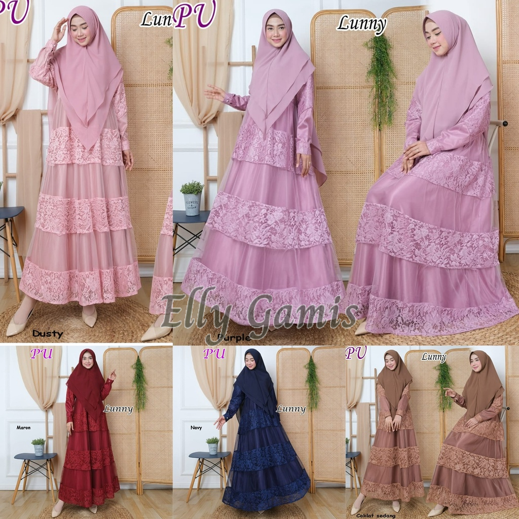 Gamis Jumbo Syar'i XL-XXXL LD 120 Sabiya Brokat TILE Maxmara Big size Tile