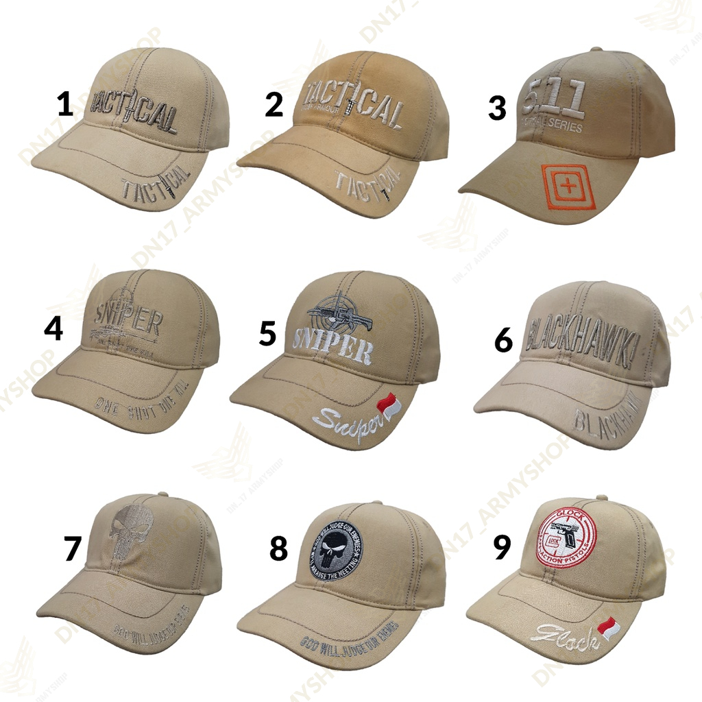 Topi Tactical,Glock,Sniper,Blackhawk,Emerson Kanvas Krem